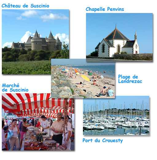 environs du camping, chateau de sucinio, marche, port de crouesty, plage landrezac